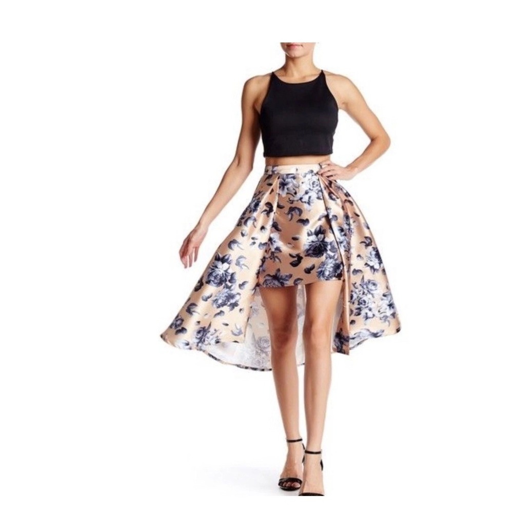 Jealous‎ Tomato Blue / Gold Floral Skirt  Size Small